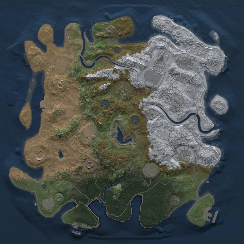 Rust Map: Procedural Map, Size: 4000, Seed: 604860759, 17 Monuments