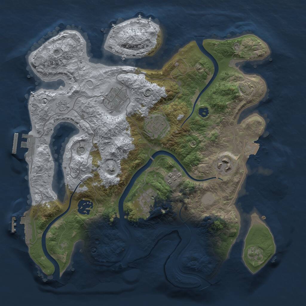 Rust Map: Procedural Map, Size: 3000, Seed: 779804, 12 Monuments