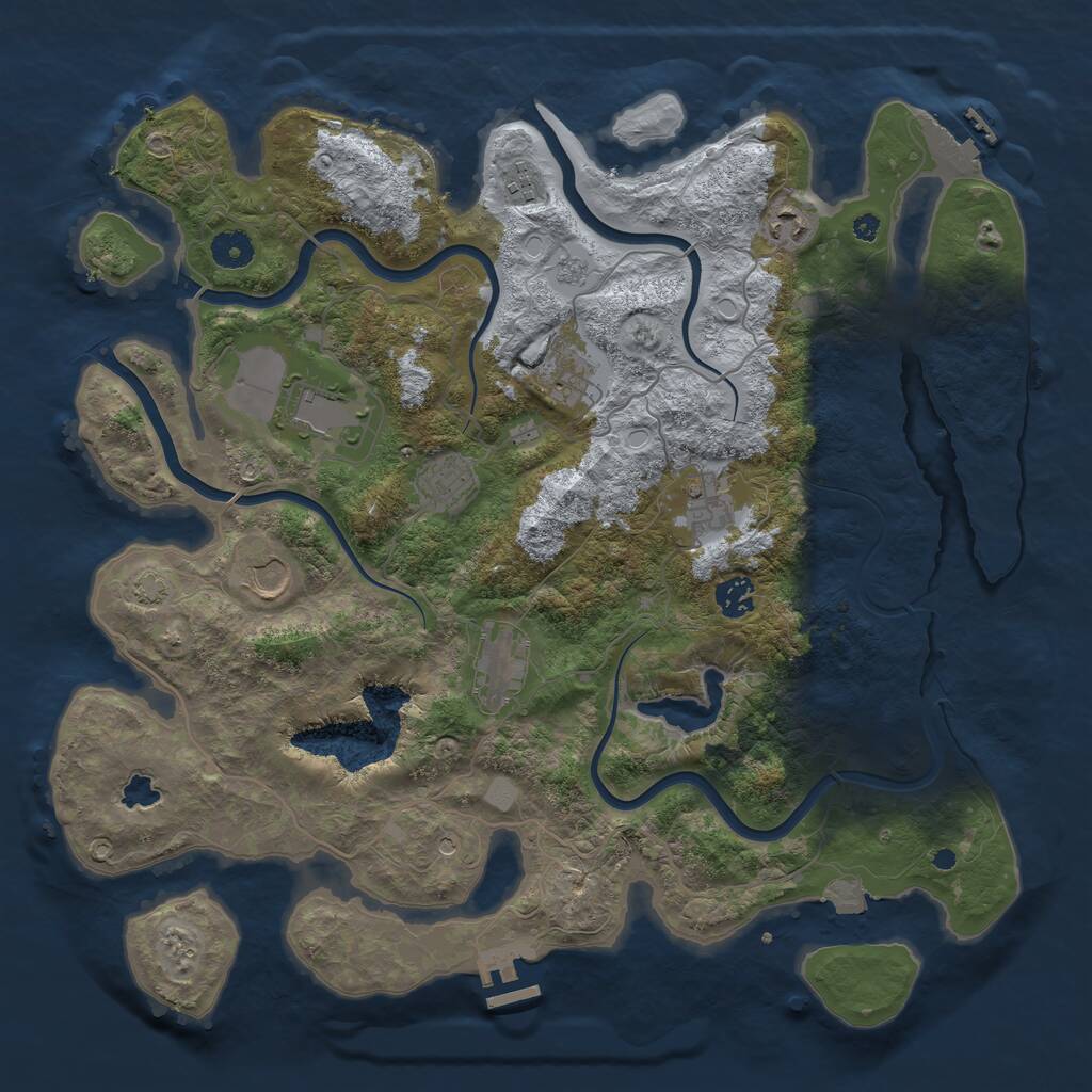 Rust Map: Procedural Map, Size: 4050, Seed: 1493120870, 15 Monuments