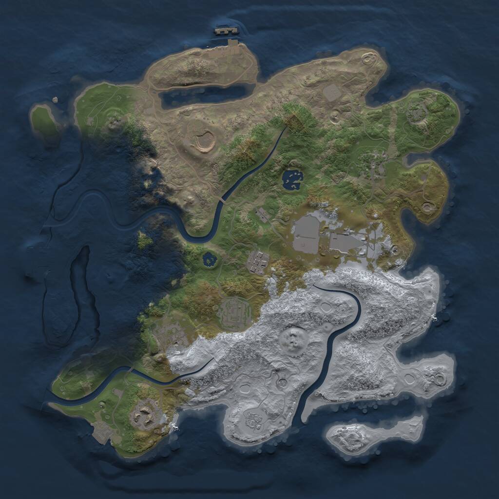 Rust Map: Procedural Map, Size: 3500, Seed: 1459784537, 14 Monuments