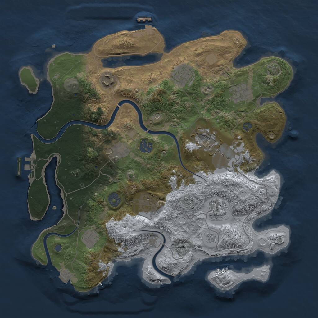 Rust Map: Procedural Map, Size: 3500, Seed: 1459784537, 15 Monuments