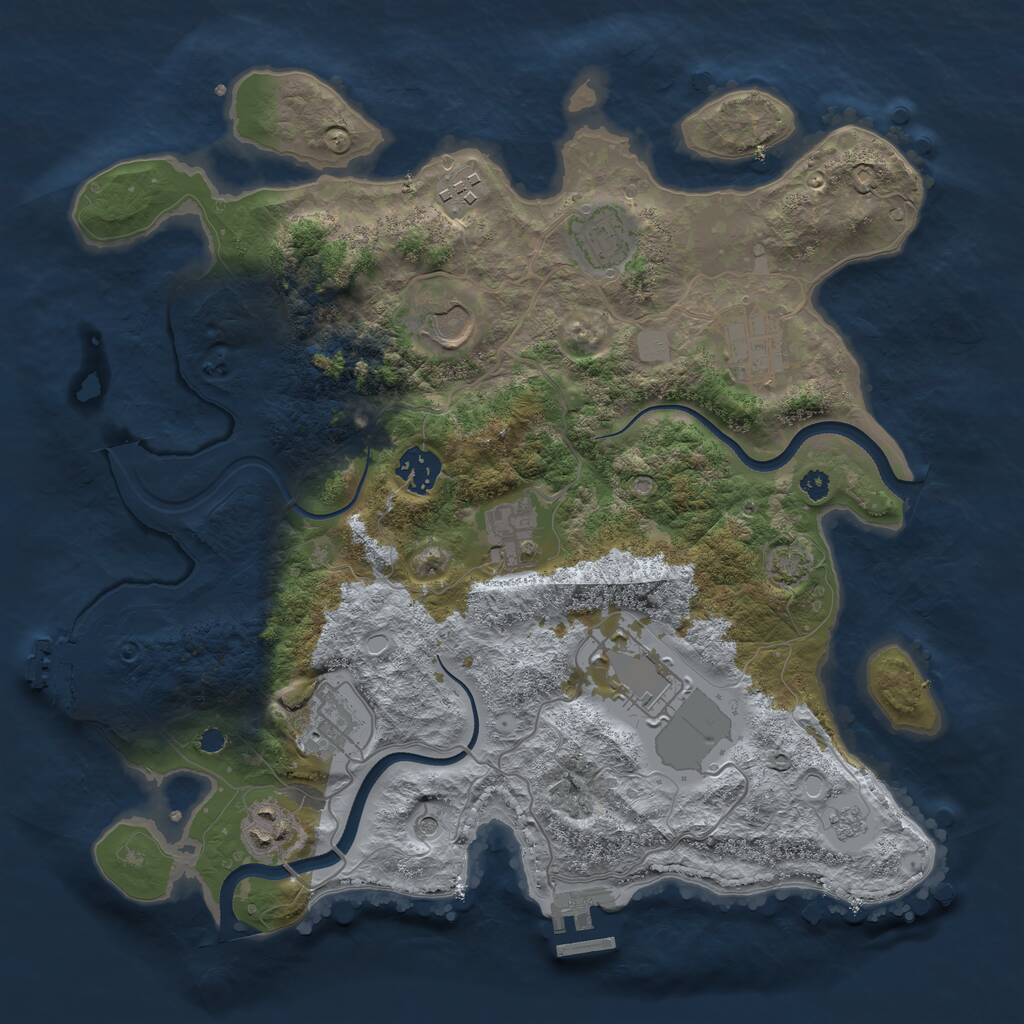 Rust Map: Procedural Map, Size: 3500, Seed: 47587, 15 Monuments