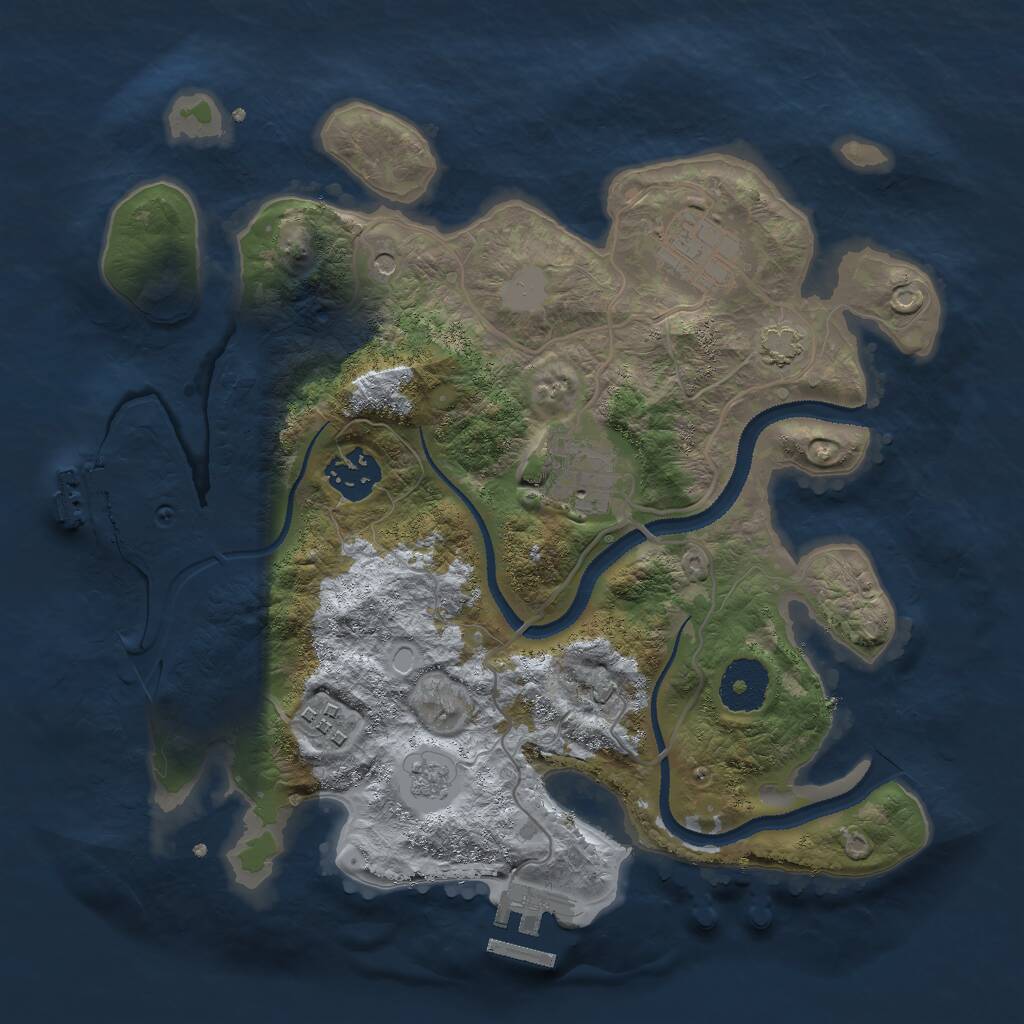 Rust Map: Procedural Map, Size: 3000, Seed: 1688316971, 10 Monuments