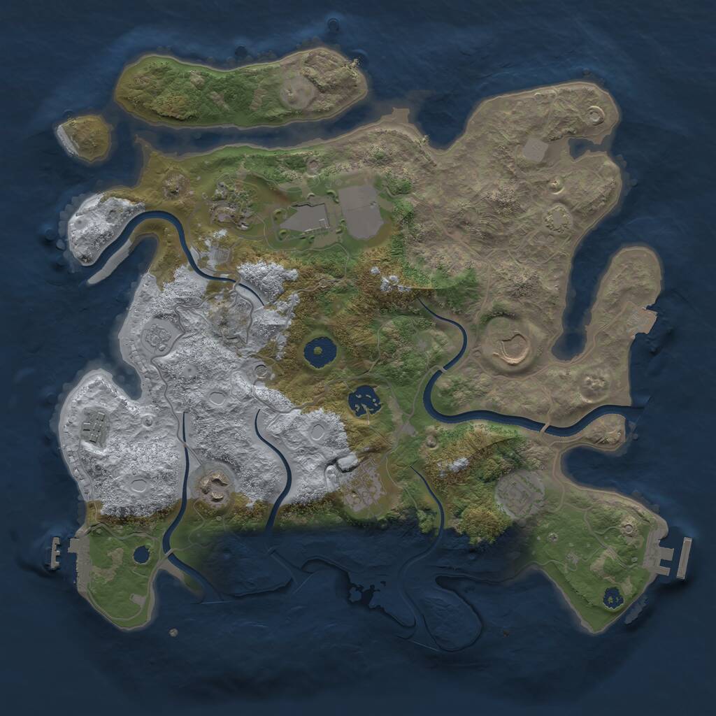 Rust Map: Procedural Map, Size: 3500, Seed: 319764231, 14 Monuments