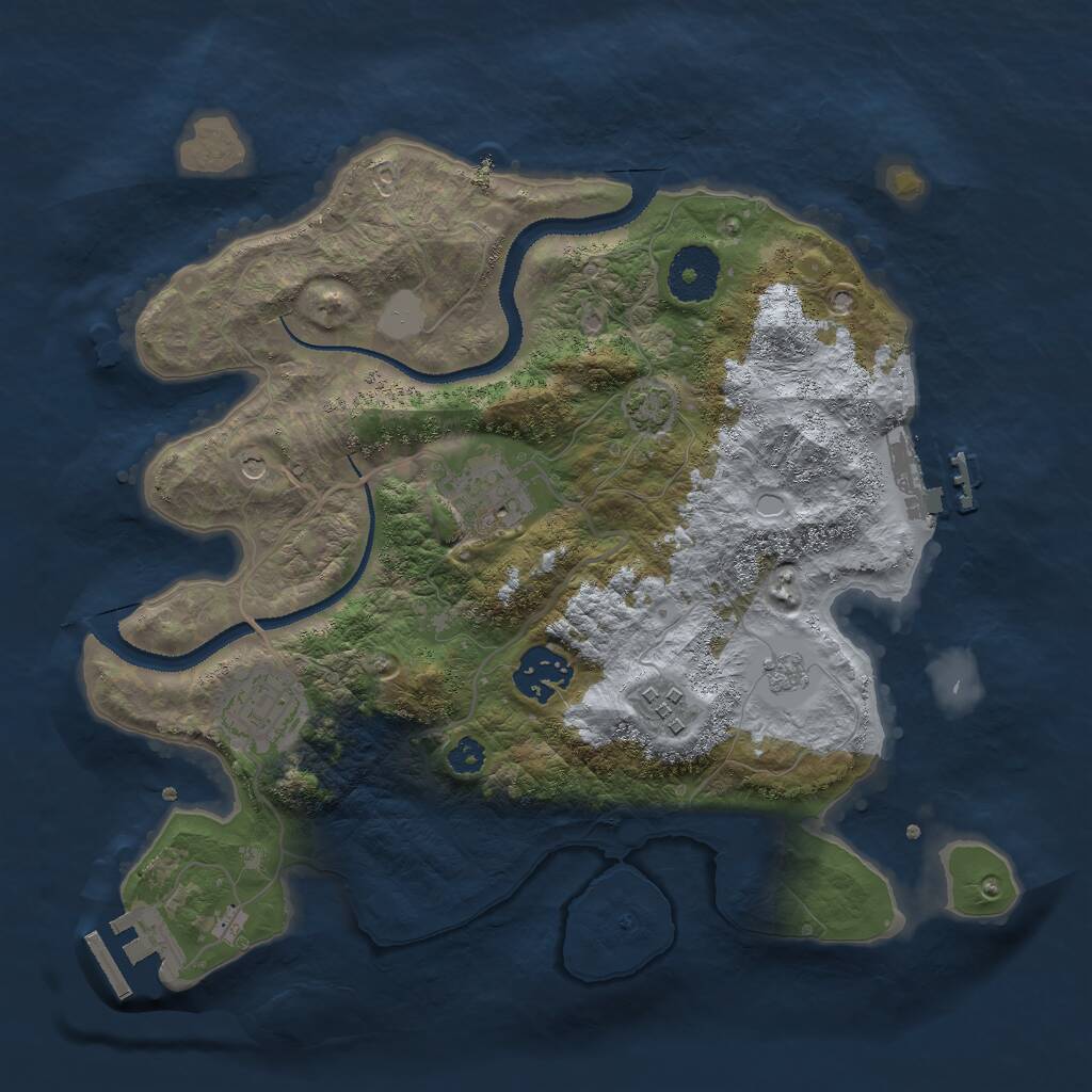Rust Map: Procedural Map, Size: 3000, Seed: 1264799568, 10 Monuments