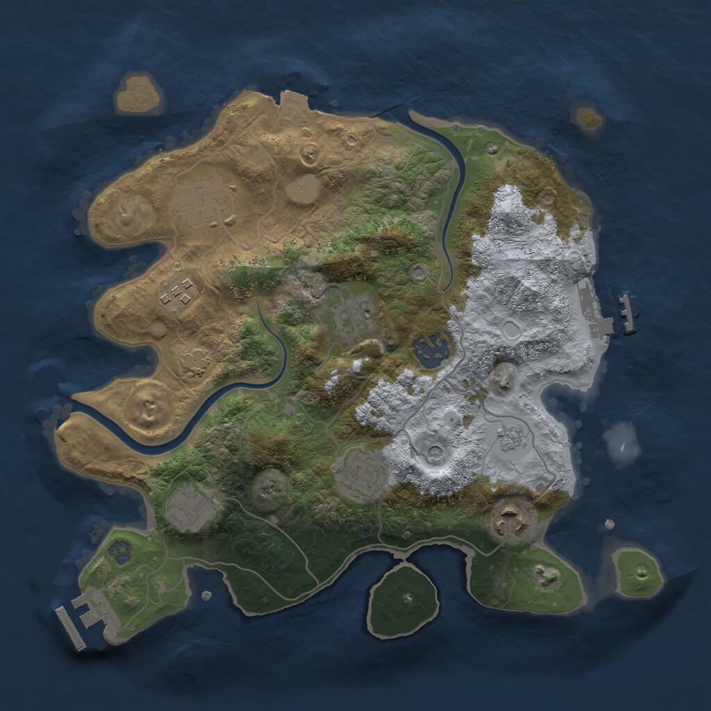 Rust Map: Procedural Map, Size: 3000, Seed: 1264799568, 12 Monuments