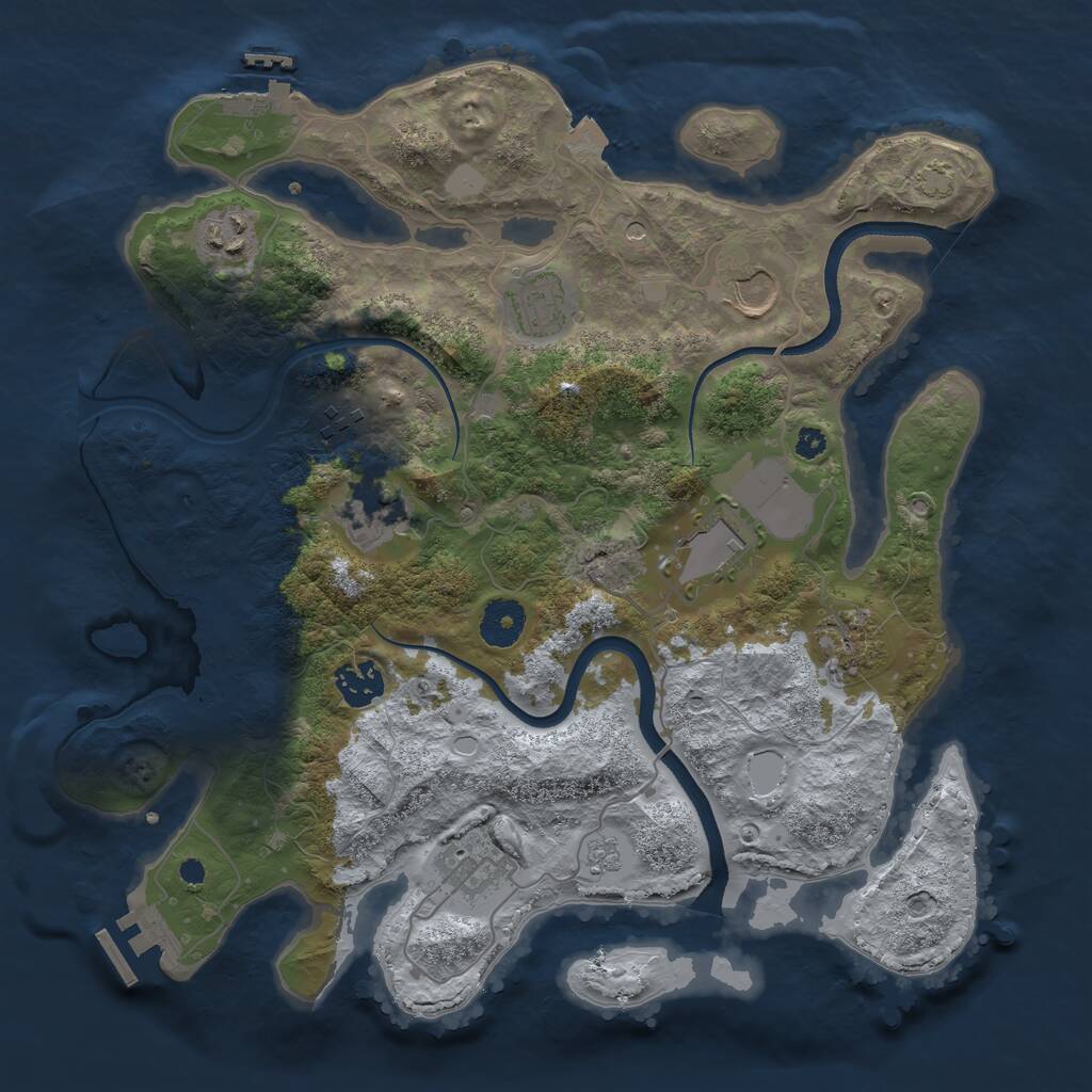 Rust Map: Procedural Map, Size: 3500, Seed: 1929579473, 15 Monuments