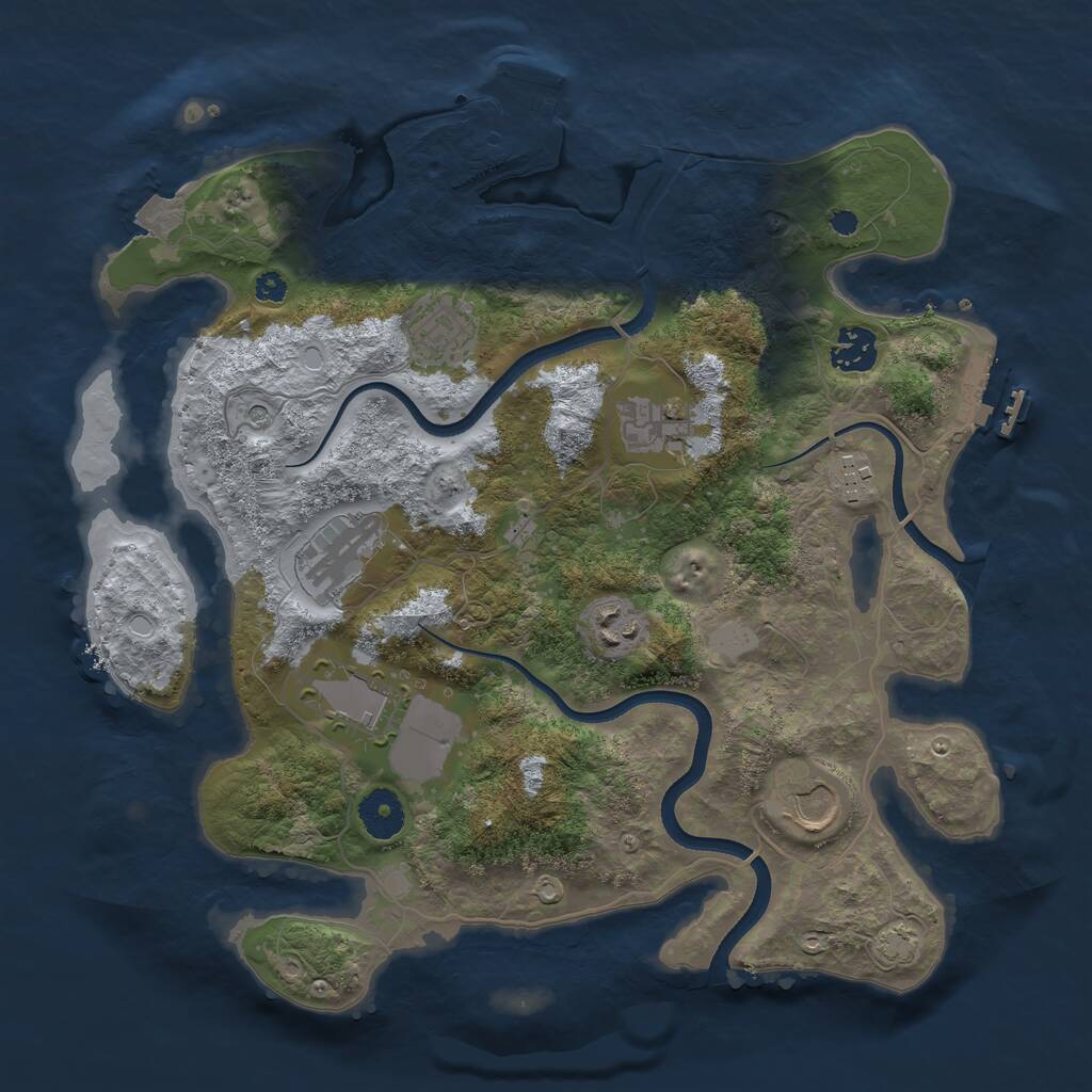 Rust Map: Procedural Map, Size: 3500, Seed: 2110048785, 13 Monuments