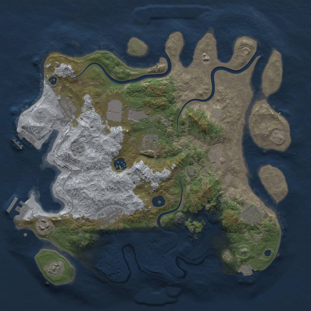 Rust Map: Procedural Map, Size: 3750, Seed: 50001, 15 Monuments