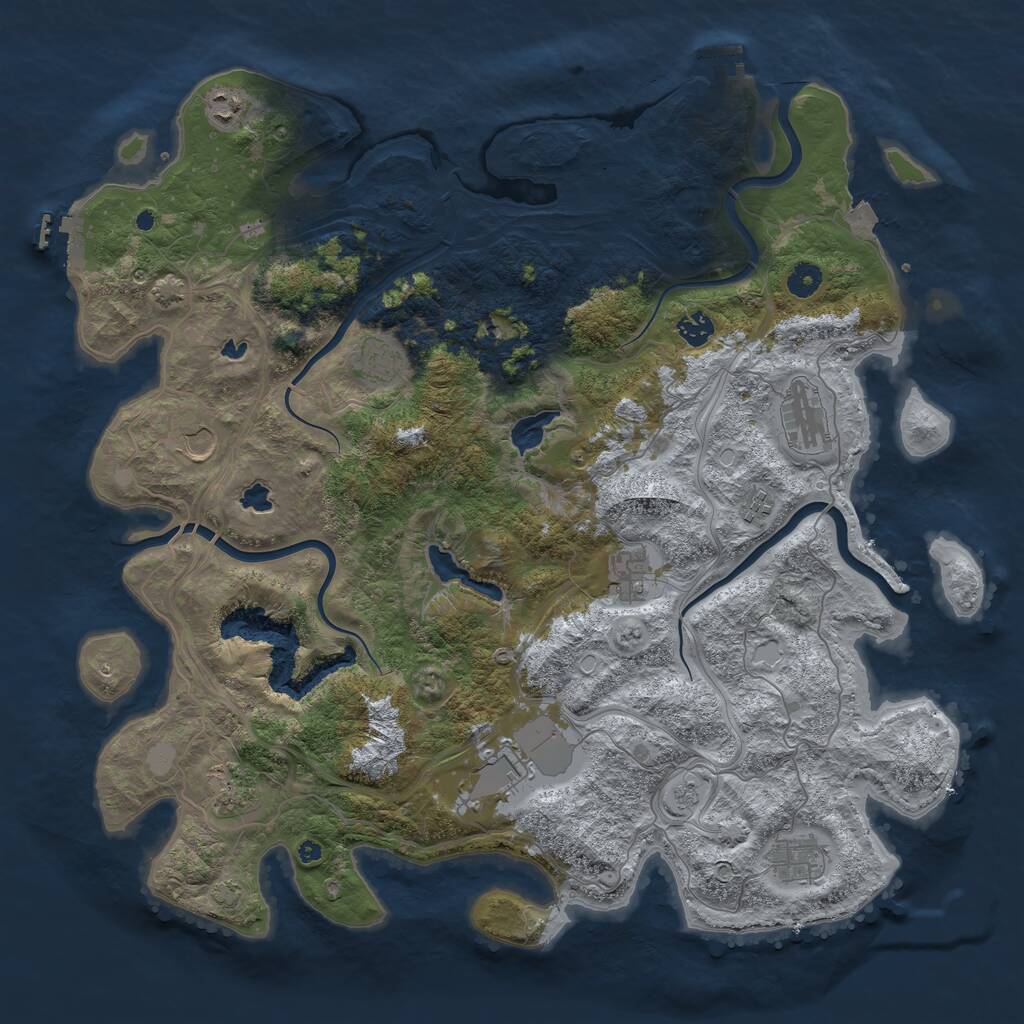 Rust Map: Procedural Map, Size: 4500, Seed: 1374883730, 16 Monuments