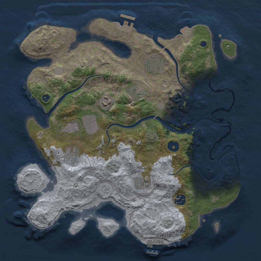 Rust Map: Procedural Map, Size: 3500, Seed: 1875369254, 14 Monuments