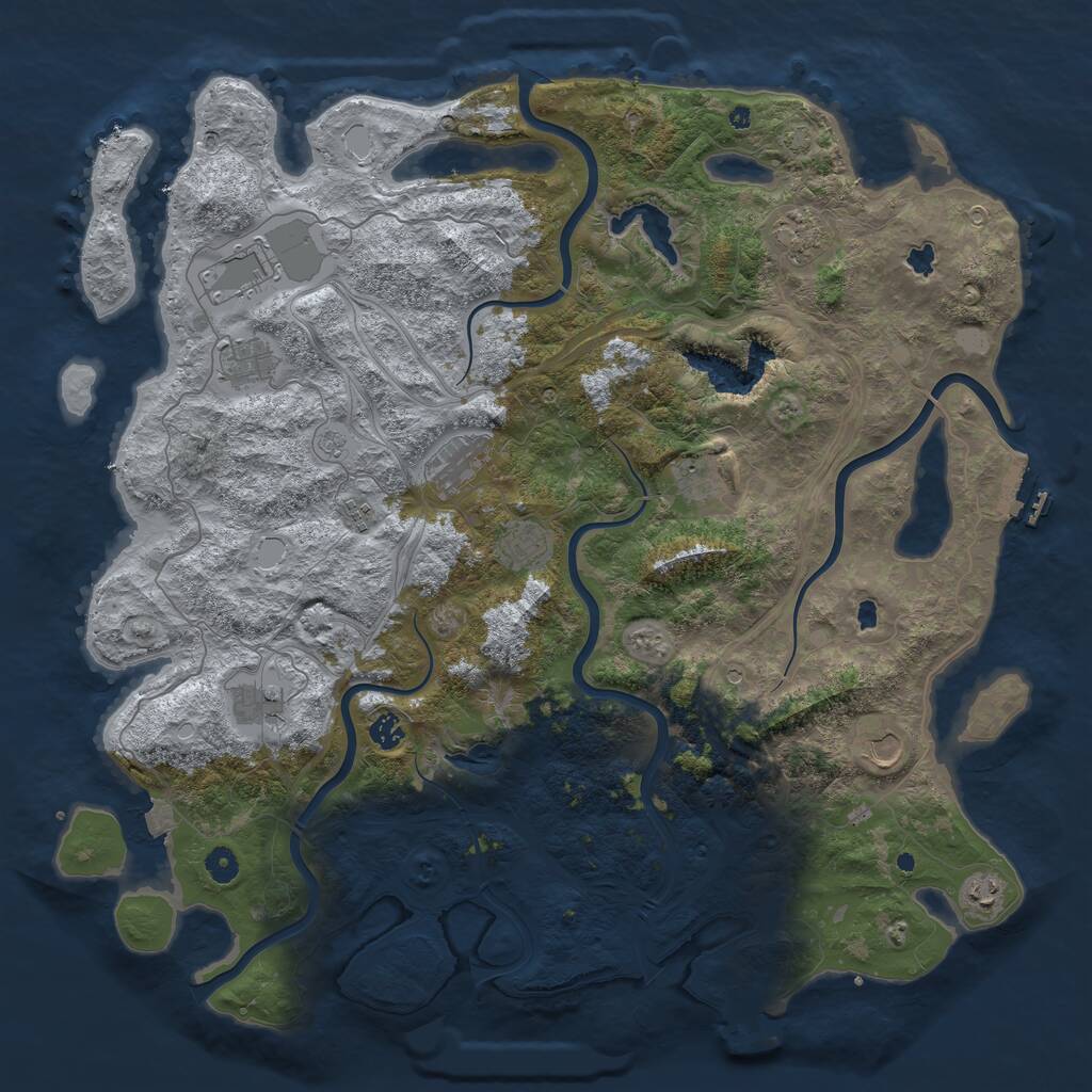 Rust Map: Procedural Map, Size: 4800, Seed: 138352624, 17 Monuments
