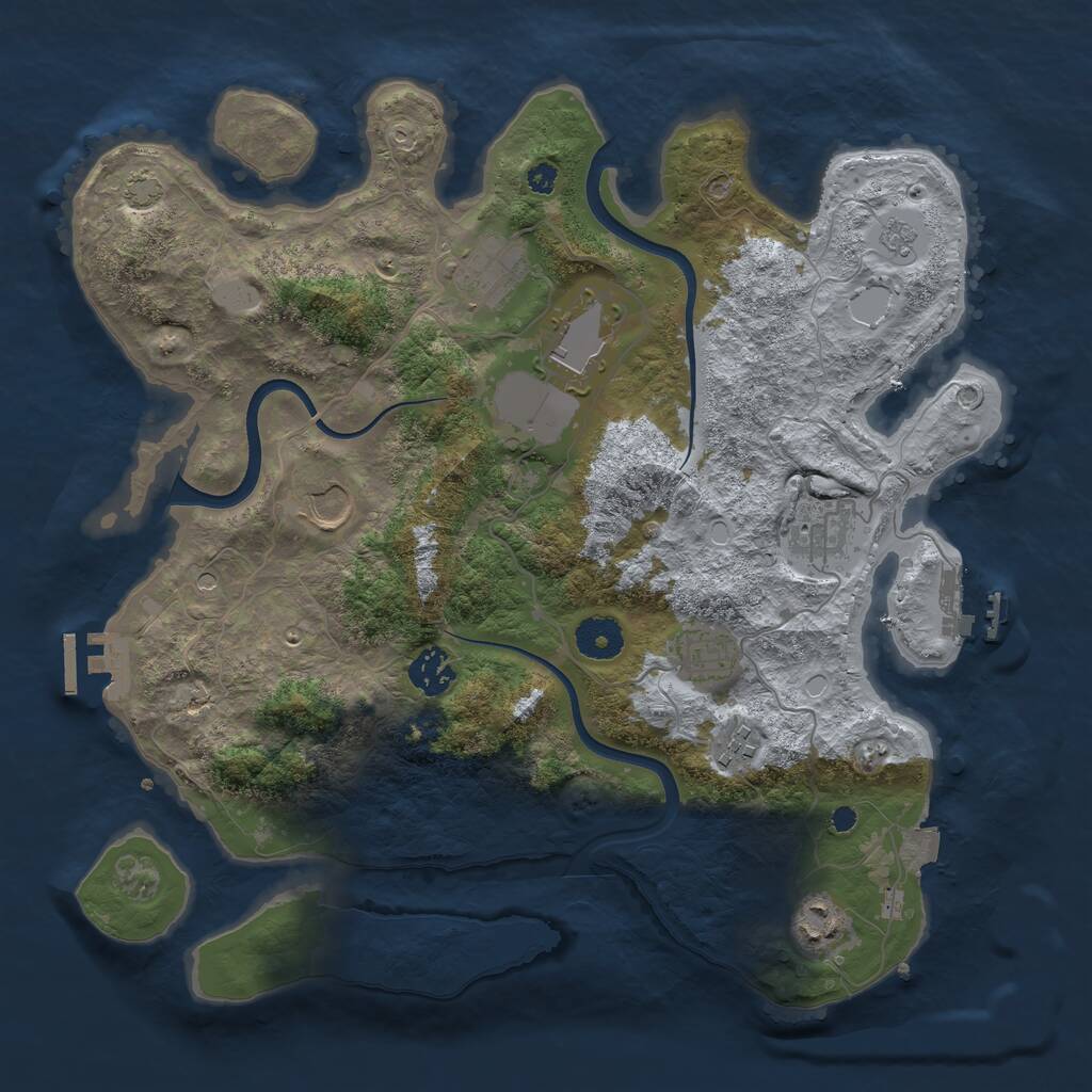 Rust Map: Procedural Map, Size: 3600, Seed: 1954726074, 14 Monuments