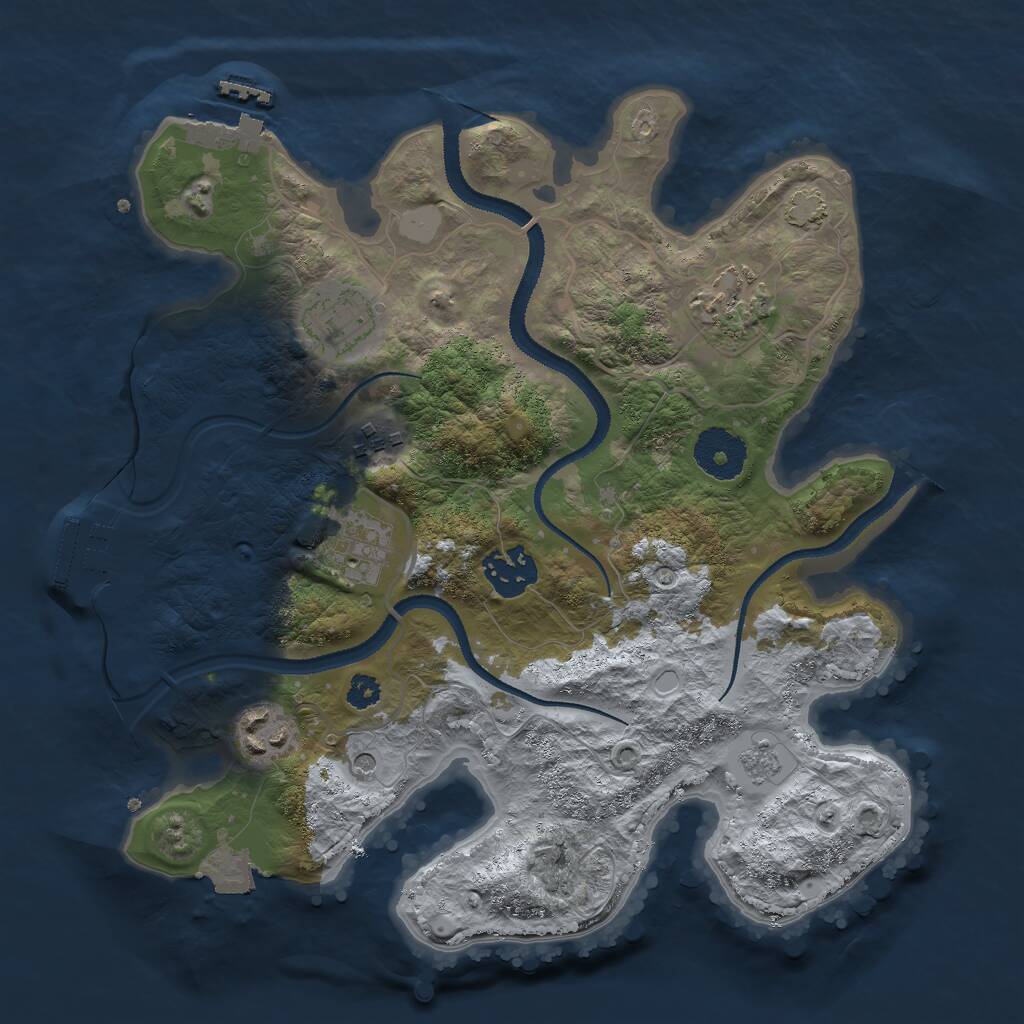 Rust Map: Procedural Map, Size: 3000, Seed: 2021334417, 12 Monuments
