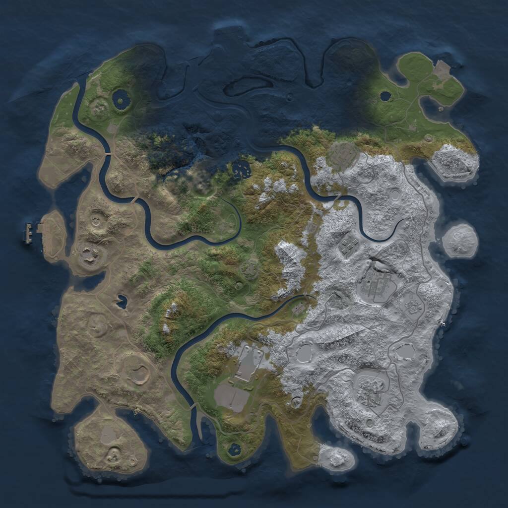 Rust Map: Procedural Map, Size: 4000, Seed: 1223149121, 14 Monuments