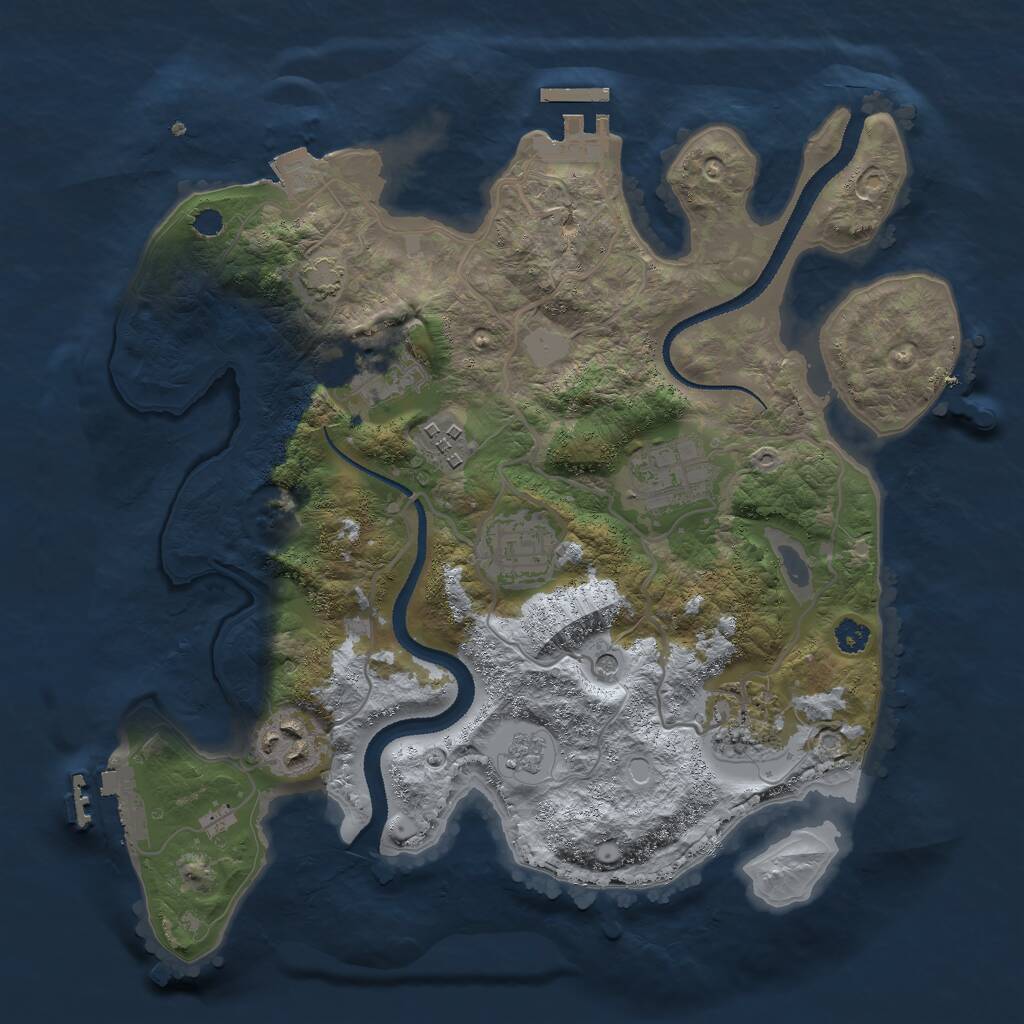 Rust Map: Procedural Map, Size: 3000, Seed: 82689, 12 Monuments