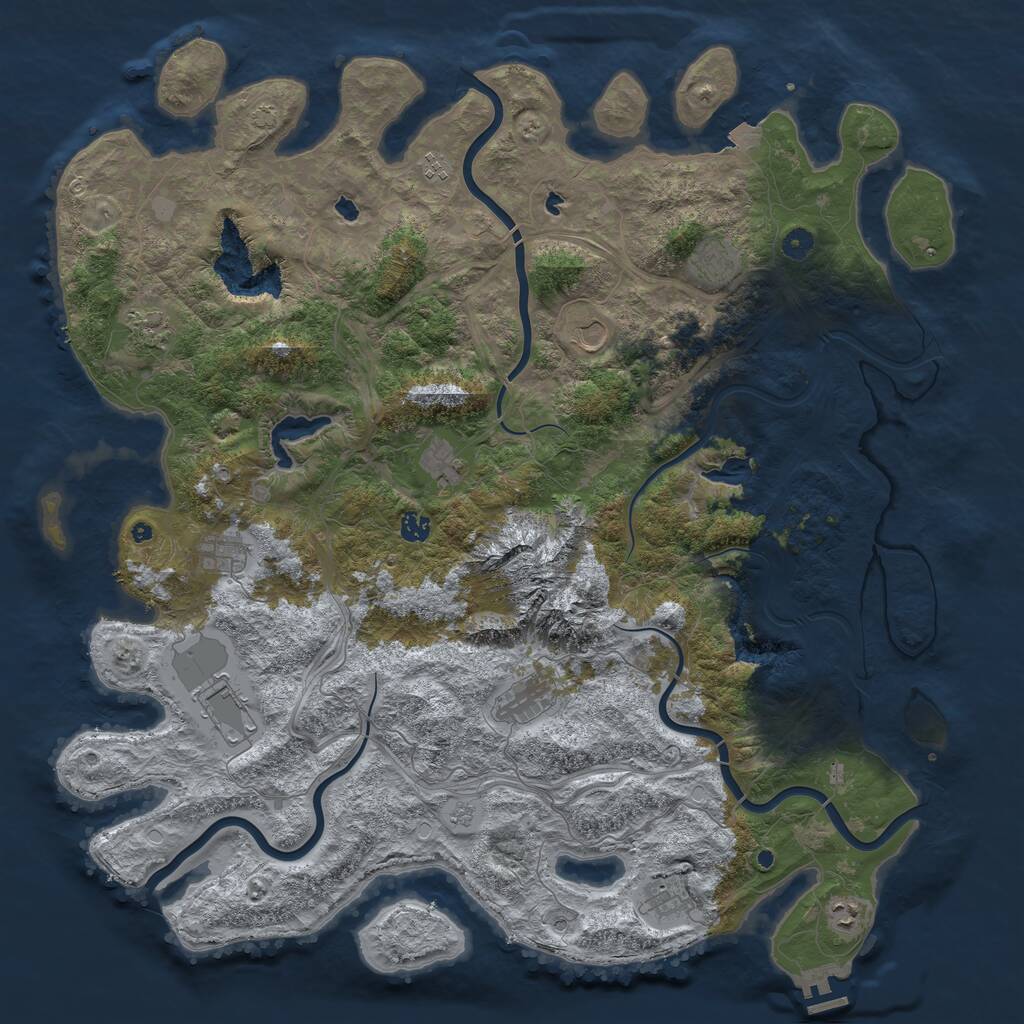 Rust Map: Procedural Map, Size: 5000, Seed: 1960984625, 16 Monuments