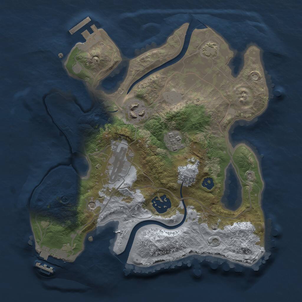 Rust Map: Procedural Map, Size: 2500, Seed: 25684, 9 Monuments