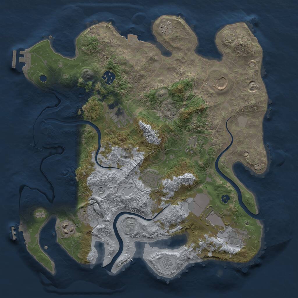 Rust Map: Procedural Map, Size: 3500, Seed: 304577324, 16 Monuments