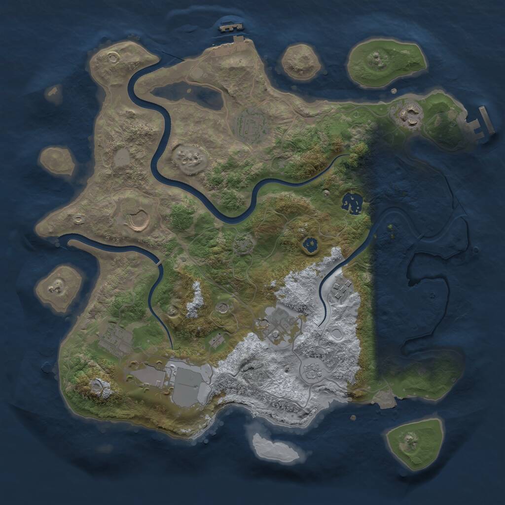 Rust Map: Procedural Map, Size: 3500, Seed: 1332512114, 14 Monuments