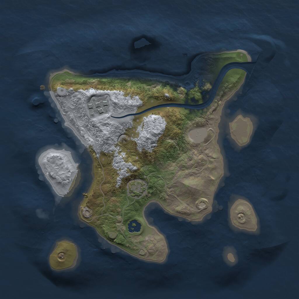 Rust Map: Procedural Map, Size: 2250, Seed: 515642, 3 Monuments