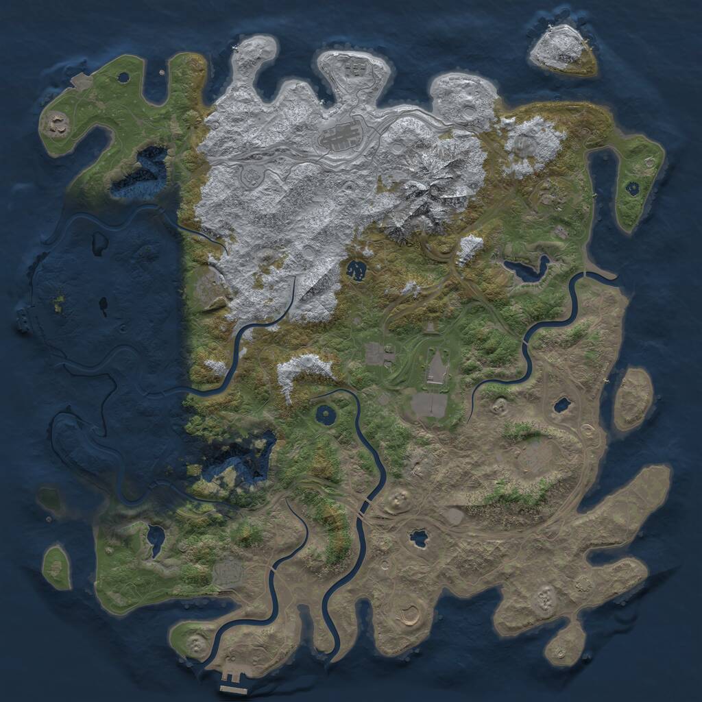 Rust Map: Procedural Map, Size: 5250, Seed: 456473848, 17 Monuments
