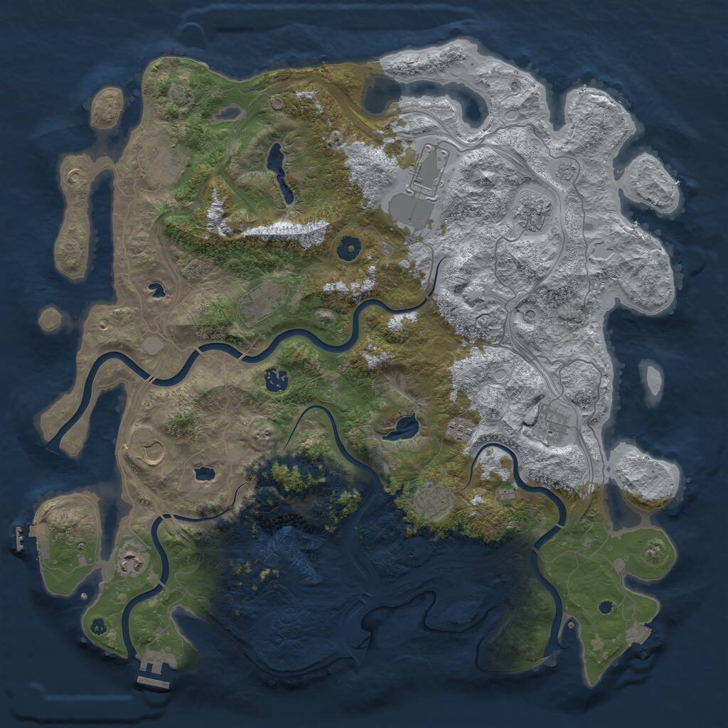 Rust Map: Procedural Map, Size: 4550, Seed: 111199999, 16 Monuments