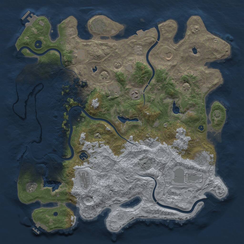 Rust Map: Procedural Map, Size: 4500, Seed: 1028253912, 17 Monuments
