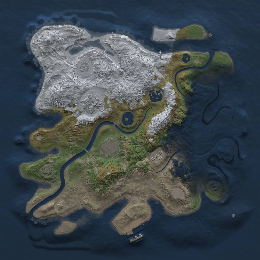 Rust Map: Procedural Map, Size: 3000, Seed: 2072637368, 10 Monuments