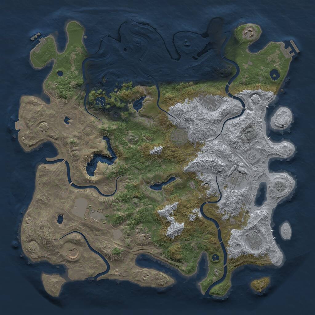 Rust Map: Procedural Map, Size: 4500, Seed: 61992556, 16 Monuments