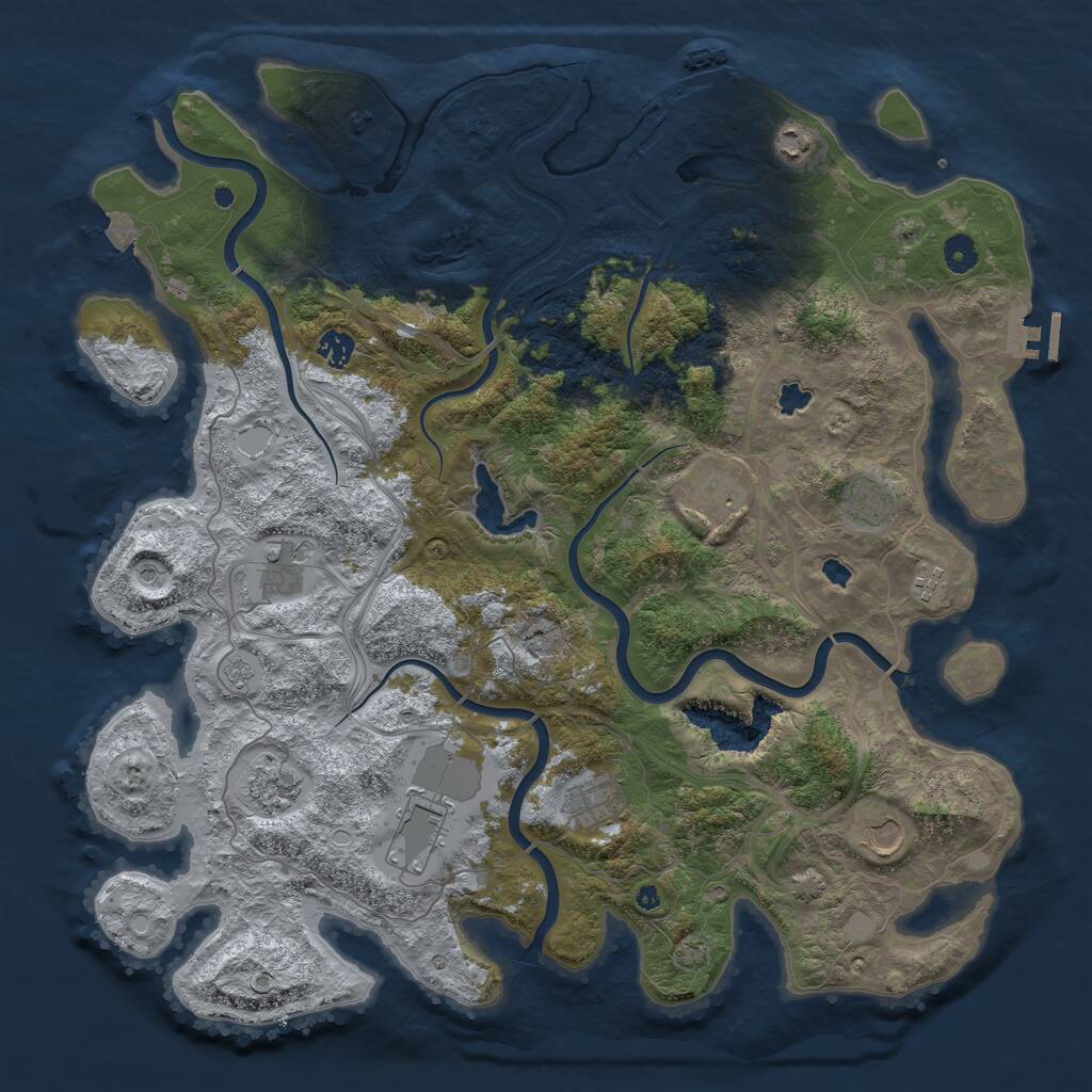 Rust Map: Procedural Map, Size: 4500, Seed: 1800135706, 16 Monuments