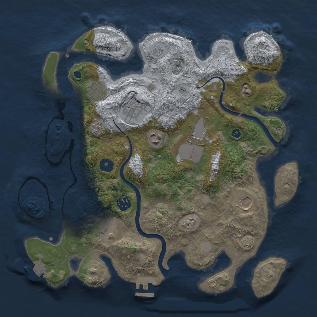 Rust Map: Procedural Map, Size: 3500, Seed: 2087505987, 13 Monuments