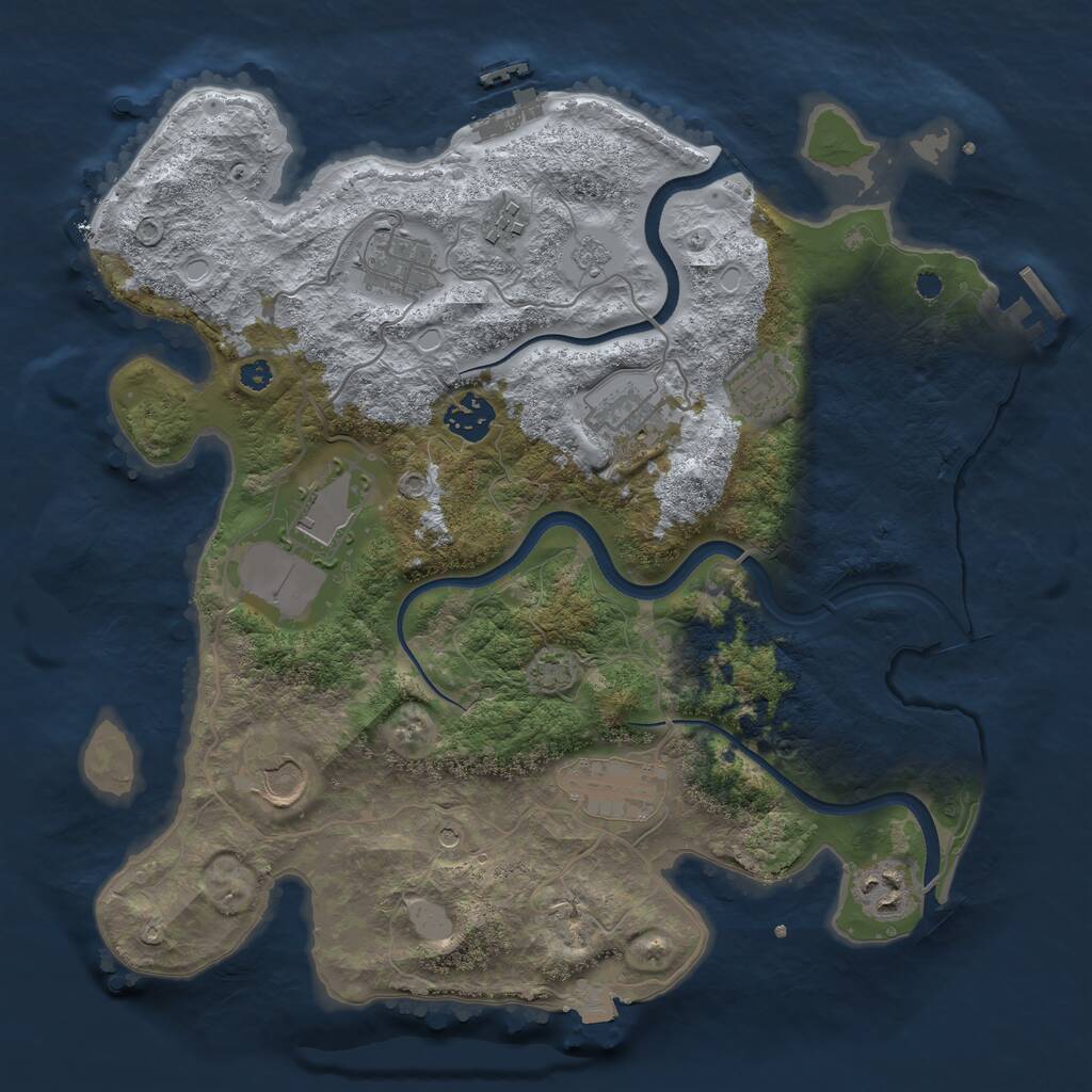 Rust Map: Procedural Map, Size: 3500, Seed: 1927647625, 15 Monuments