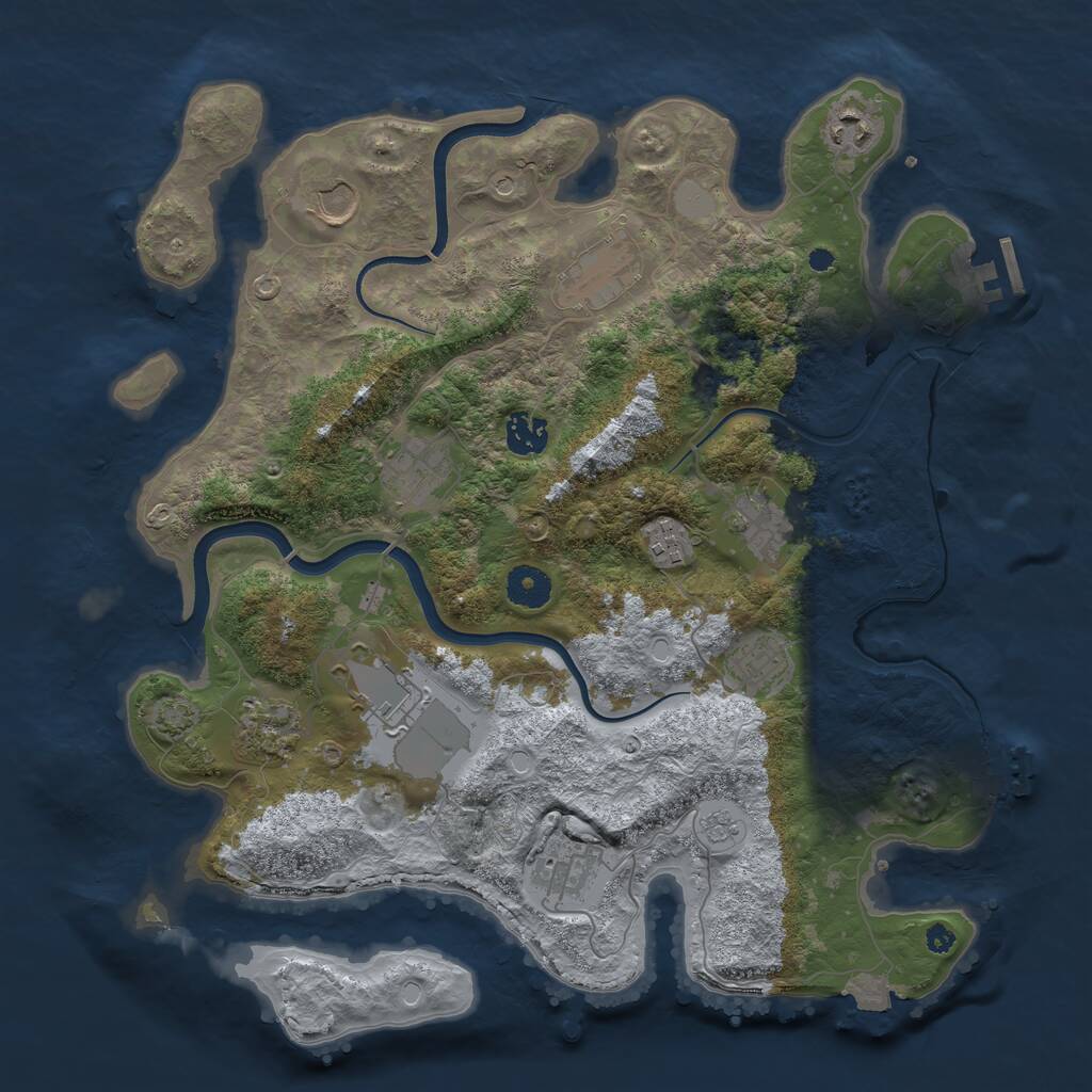 Rust Map: Procedural Map, Size: 3750, Seed: 340411598, 17 Monuments