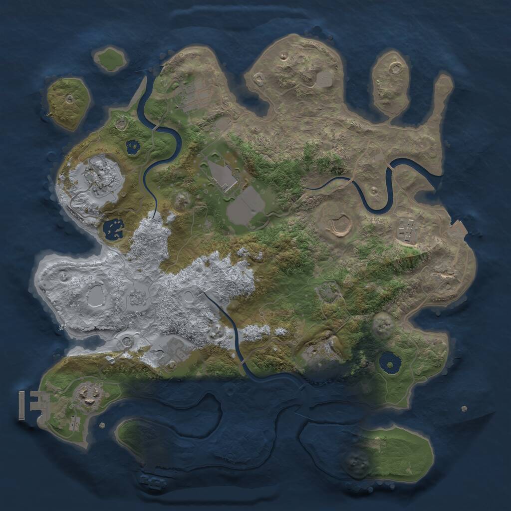 Rust Map: Procedural Map, Size: 3500, Seed: 1200587979, 15 Monuments