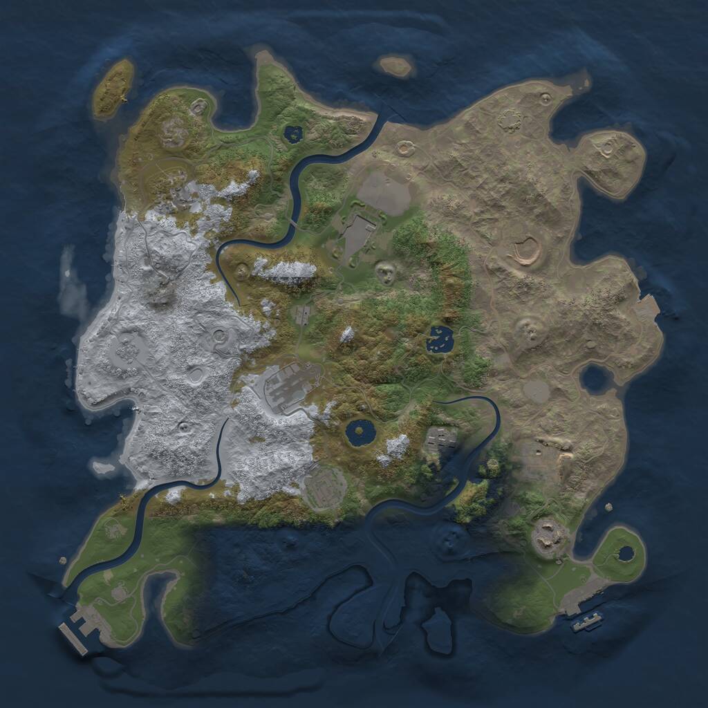 Rust Map: Procedural Map, Size: 3750, Seed: 743271409, 15 Monuments