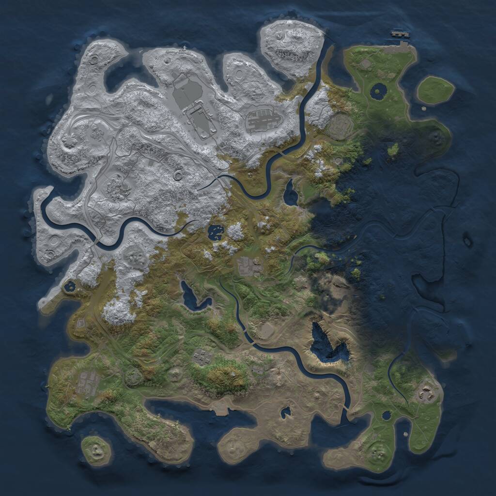 Rust Map: Procedural Map, Size: 4500, Seed: 912113519, 16 Monuments