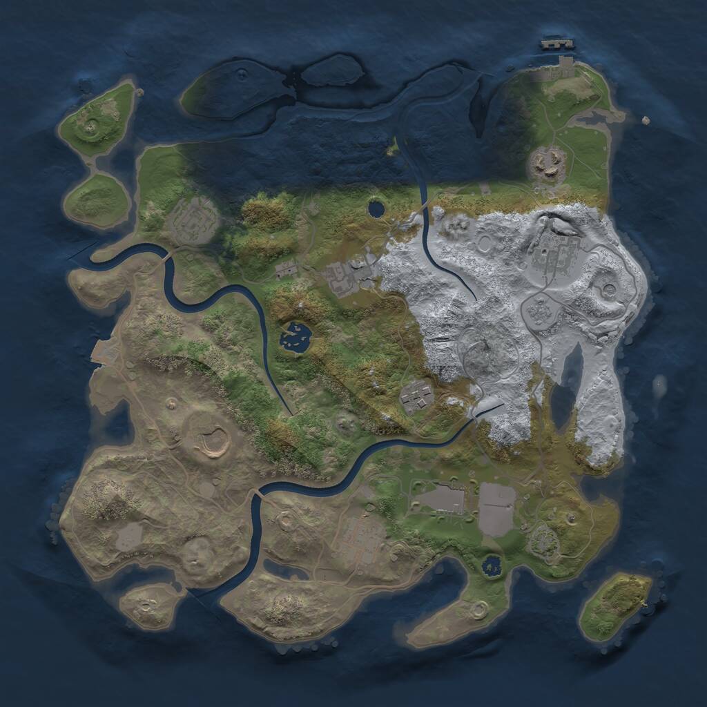 Rust Map: Procedural Map, Size: 3500, Seed: 1320720799, 14 Monuments