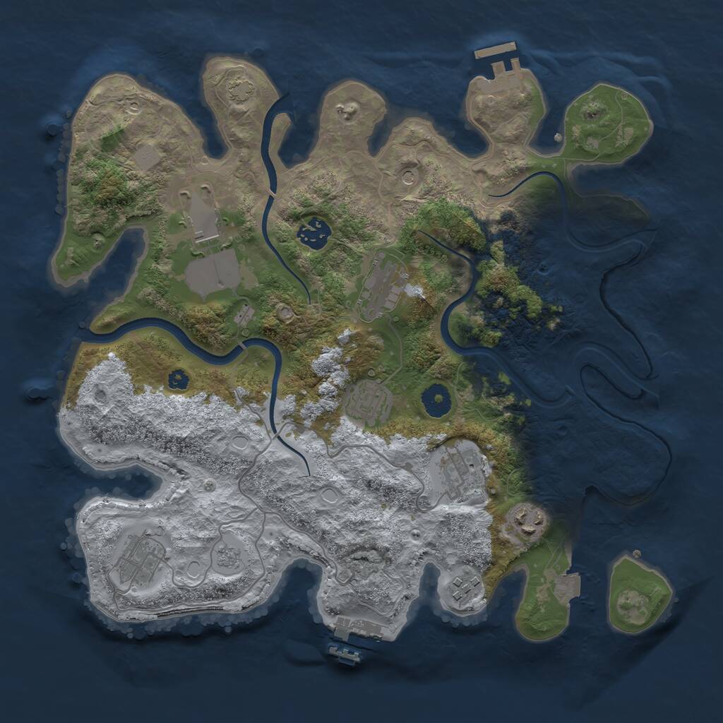 Rust Map: Procedural Map, Size: 3500, Seed: 158116779, 14 Monuments