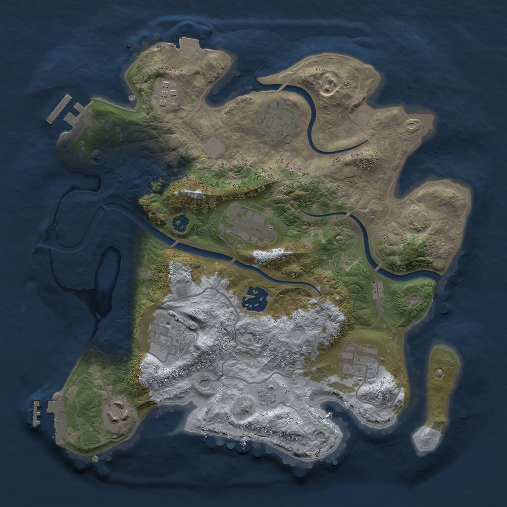 Rust Map: Procedural Map, Size: 3000, Seed: 1126055673, 13 Monuments