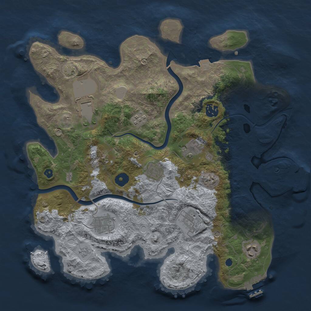 Rust Map: Procedural Map, Size: 3500, Seed: 1894590300, 15 Monuments