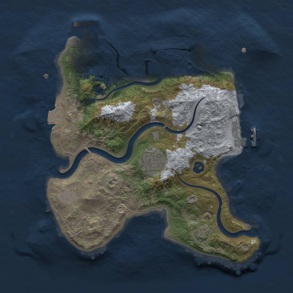 Rust Map: Procedural Map, Size: 2500, Seed: 1917622515, 6 Monuments