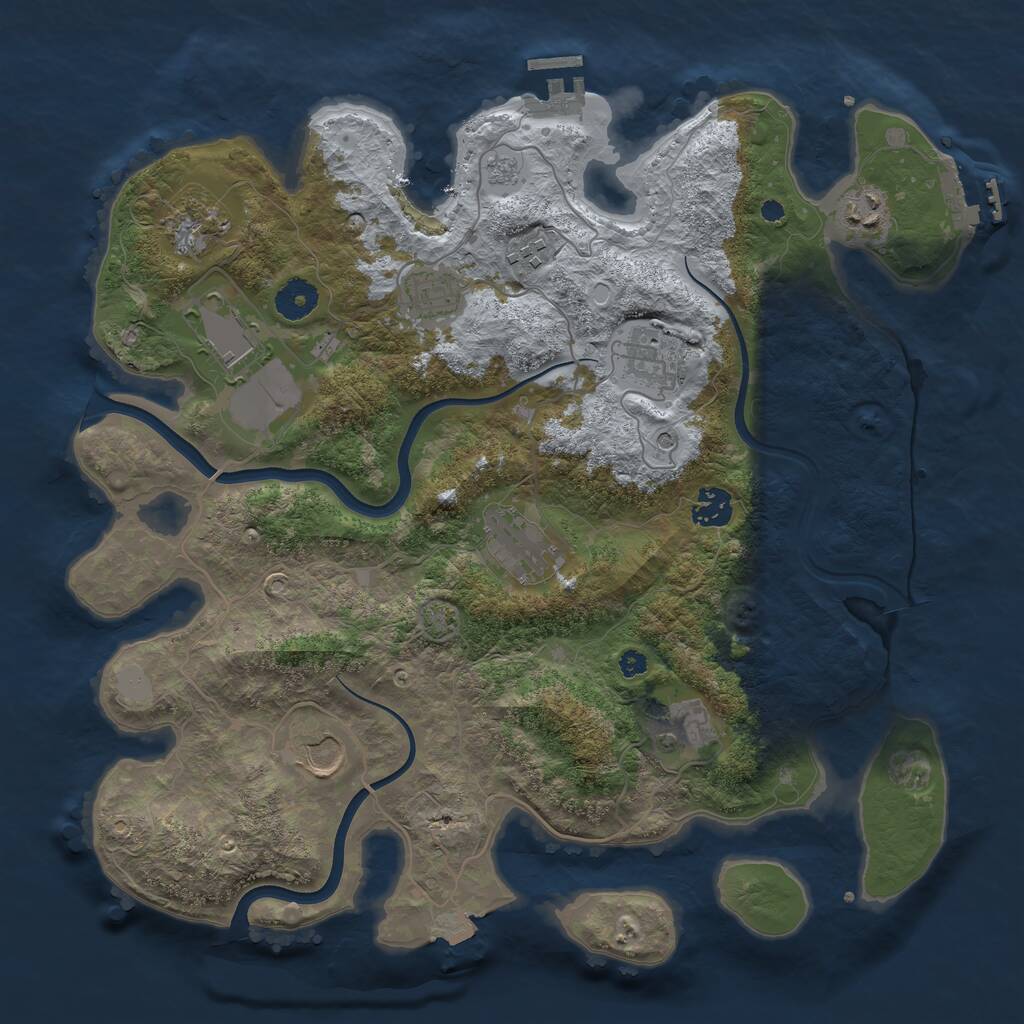 Rust Map: Procedural Map, Size: 3750, Seed: 1449344027, 16 Monuments