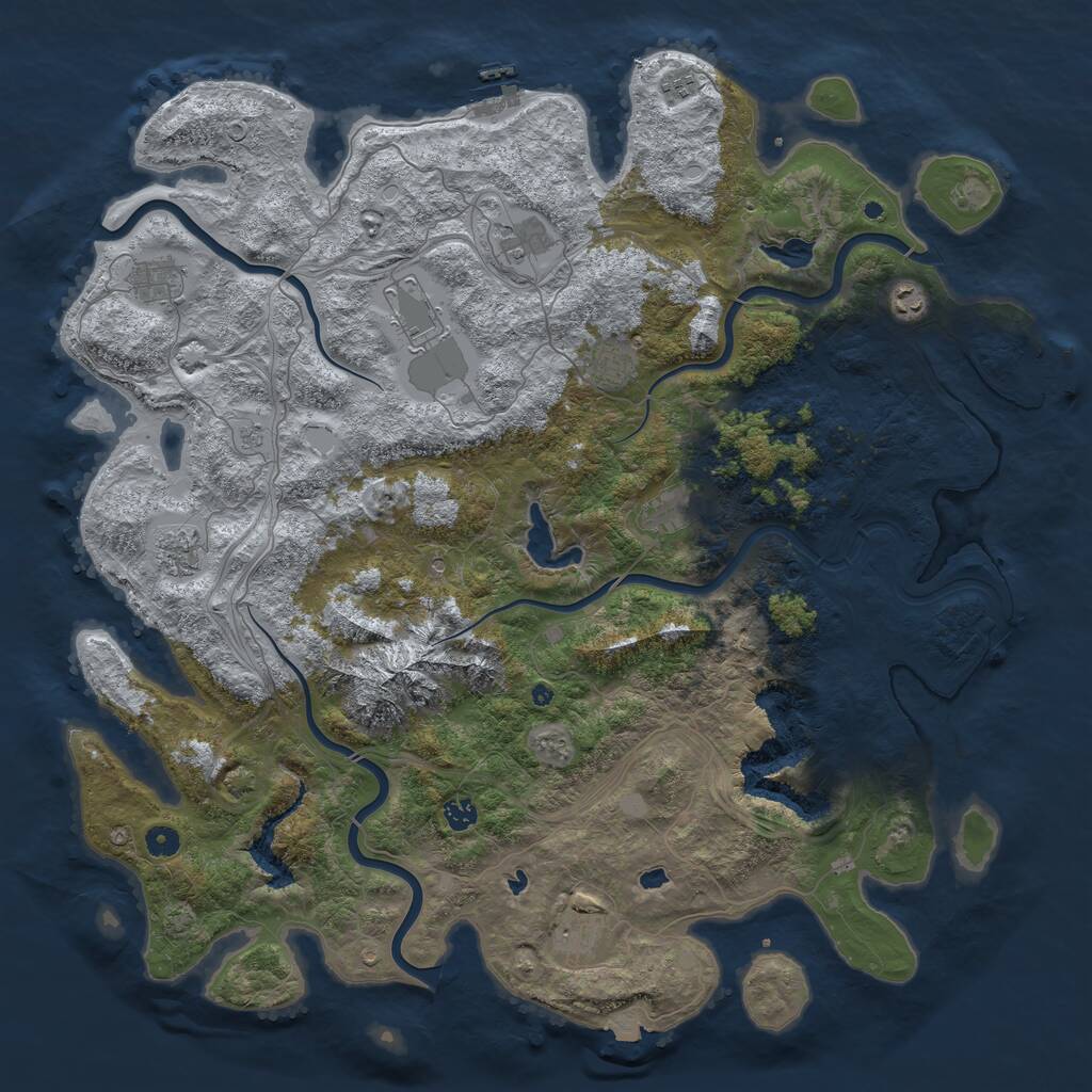 Rust Map: Procedural Map, Size: 5000, Seed: 777912874, 16 Monuments