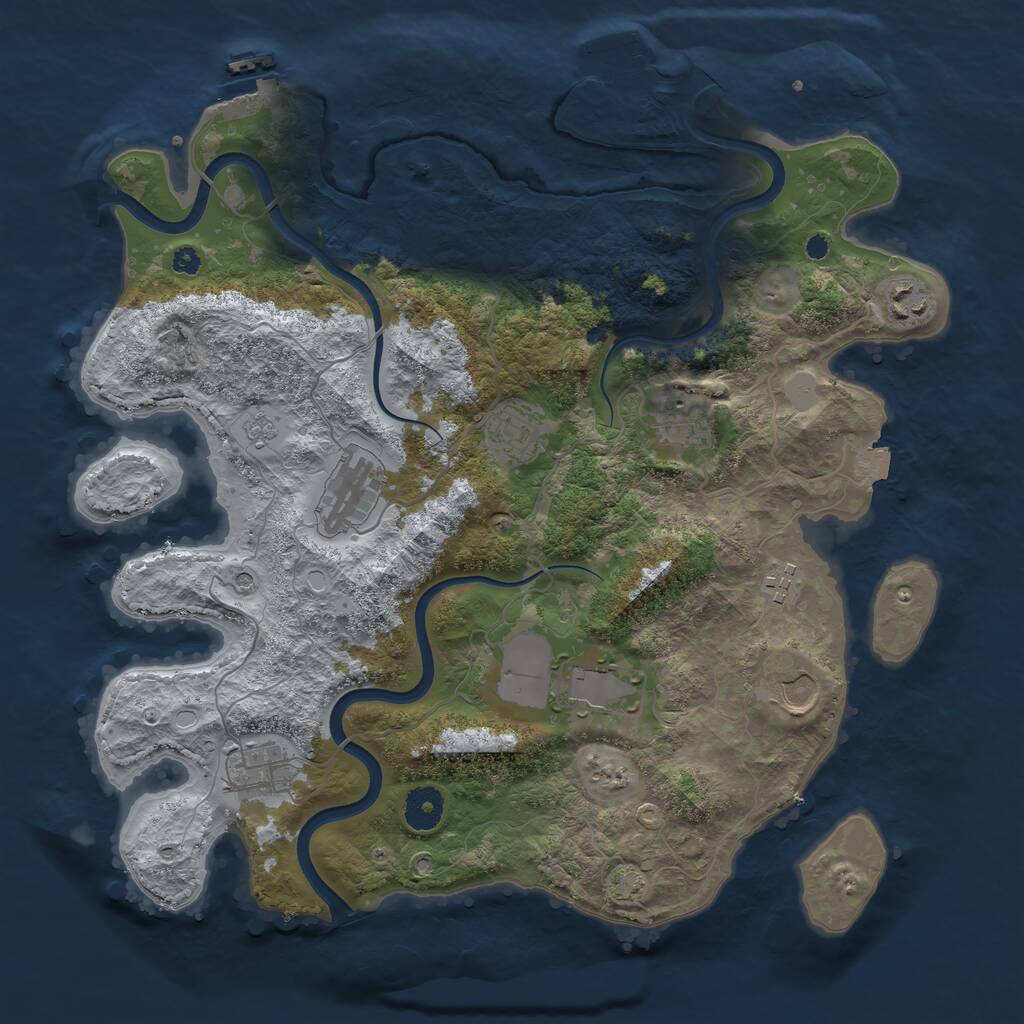 Rust Map: Procedural Map, Size: 3700, Seed: 2003729037, 14 Monuments