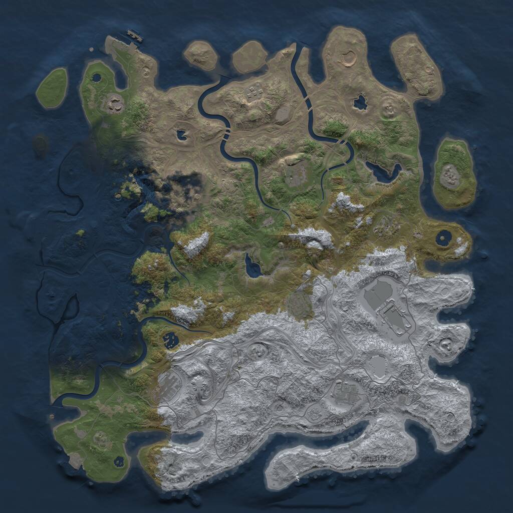 Rust Map: Procedural Map, Size: 4800, Seed: 1207305090, 17 Monuments