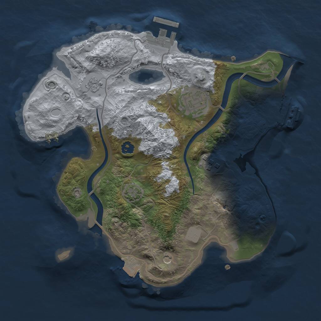Rust Map: Procedural Map, Size: 2500, Seed: 1112282712, 8 Monuments