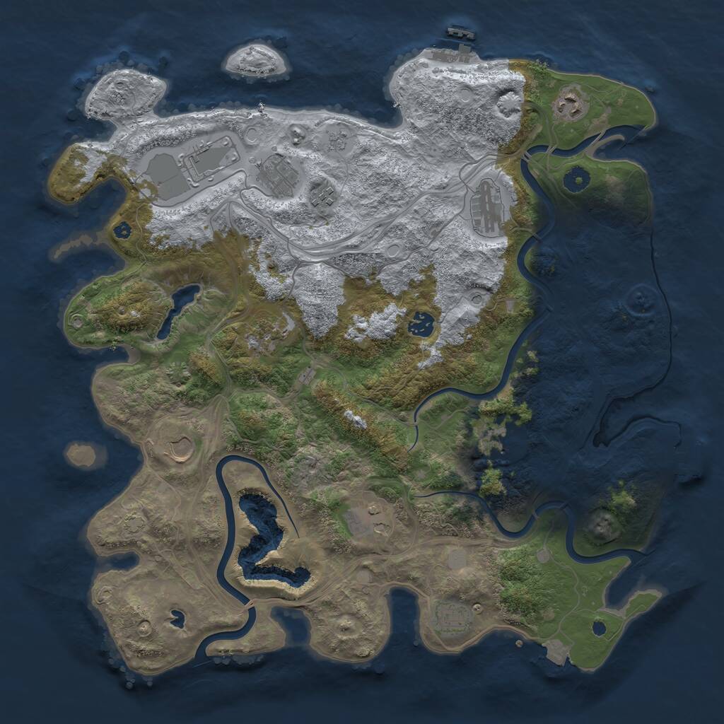 Rust Map: Procedural Map, Size: 4250, Seed: 1302236829, 17 Monuments