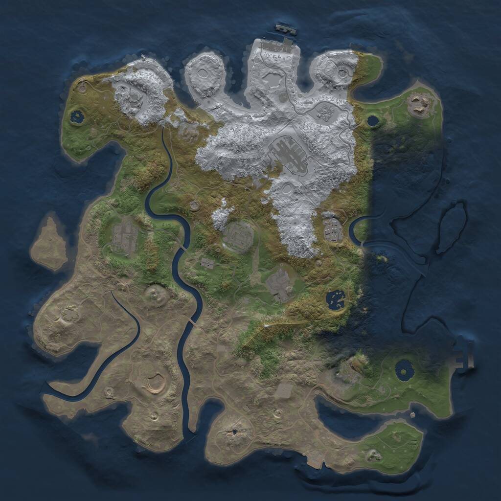 Rust Map: Procedural Map, Size: 3750, Seed: 90003838, 16 Monuments