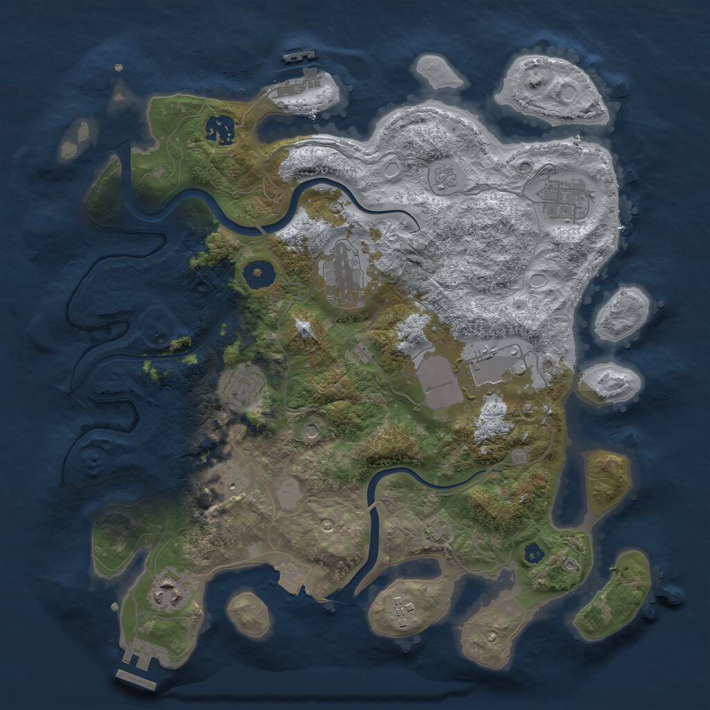 Rust Map: Procedural Map, Size: 3500, Seed: 654891156, 14 Monuments